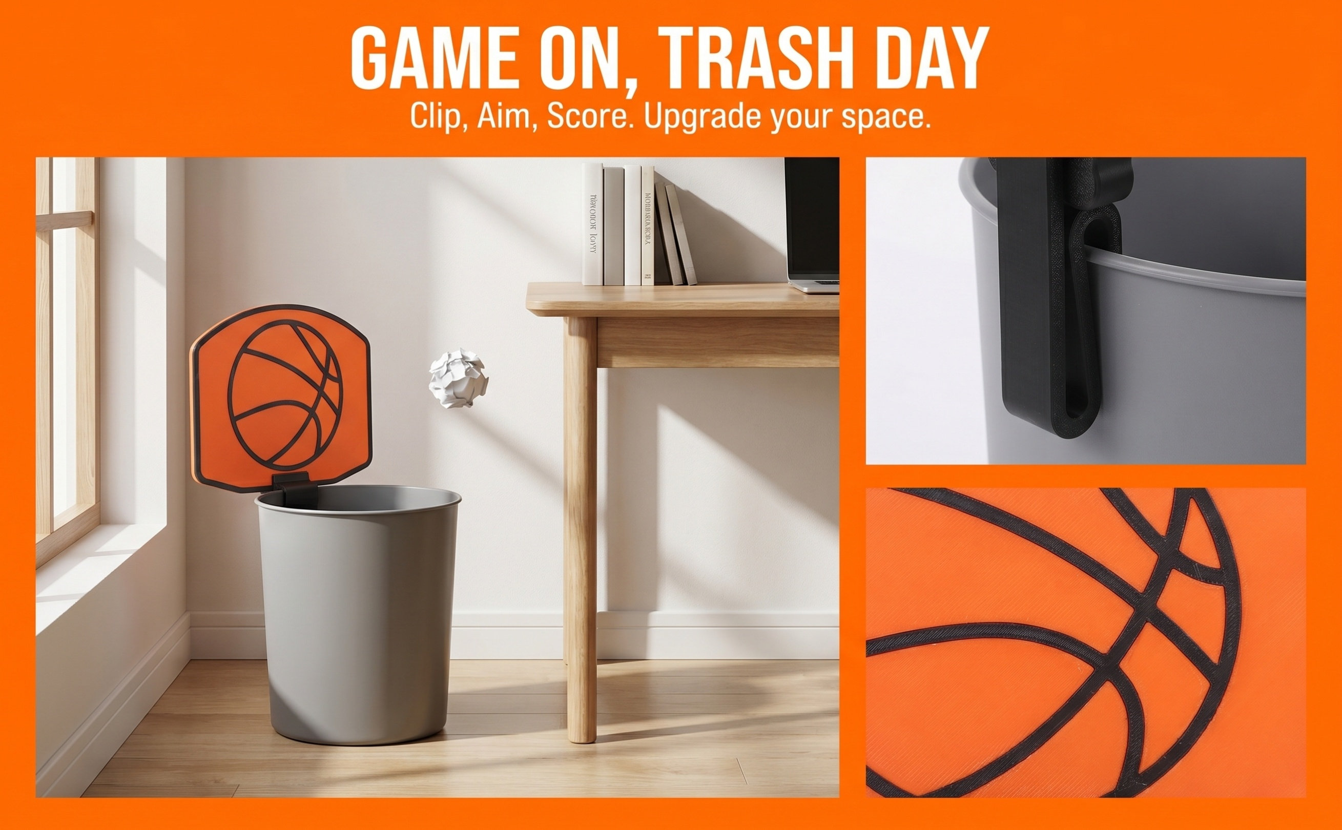 Basketball Hoop - سلة مهملات على شكل سلة كرة
